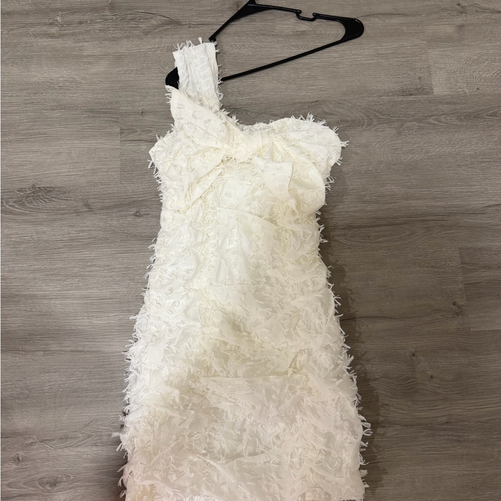 Impressions Cream One-Shoulder Dress